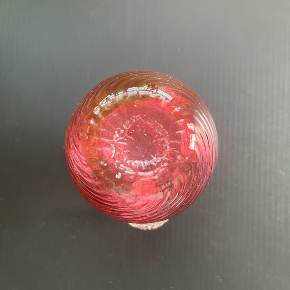 MINI CRANBERRY SWIRL PITCHER WITH CLEAR APPLIED HANDLE VTG MINIMALISM DECOR - Picture 8 of 14